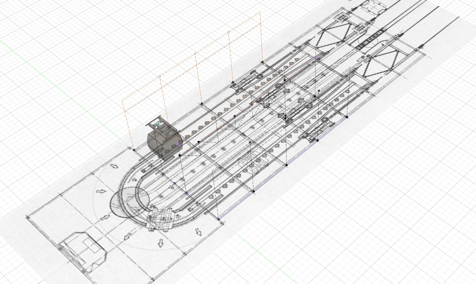 Structure de la gare modélisée dans Autodesk Fusion