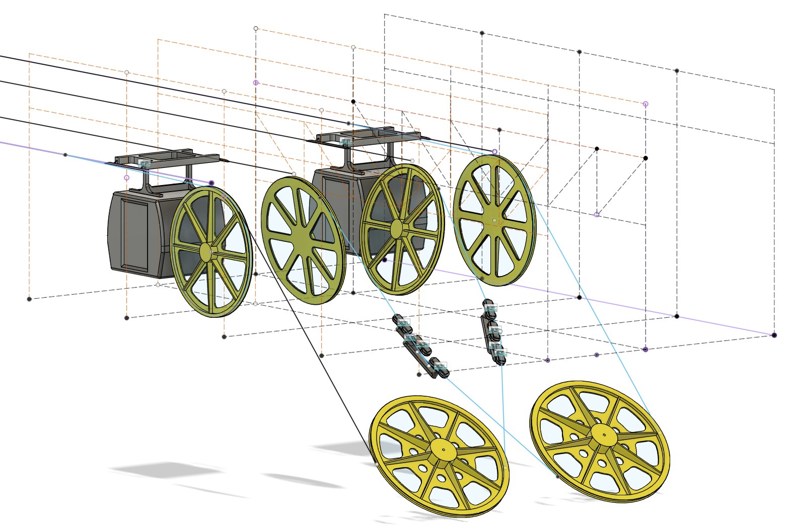 Structure en filaire de la gare aval dans Autodesk Fusion