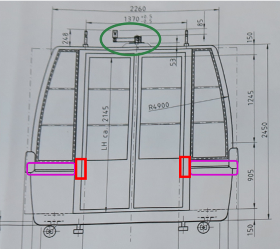 Plan d'élévation de la cabine - vue 2